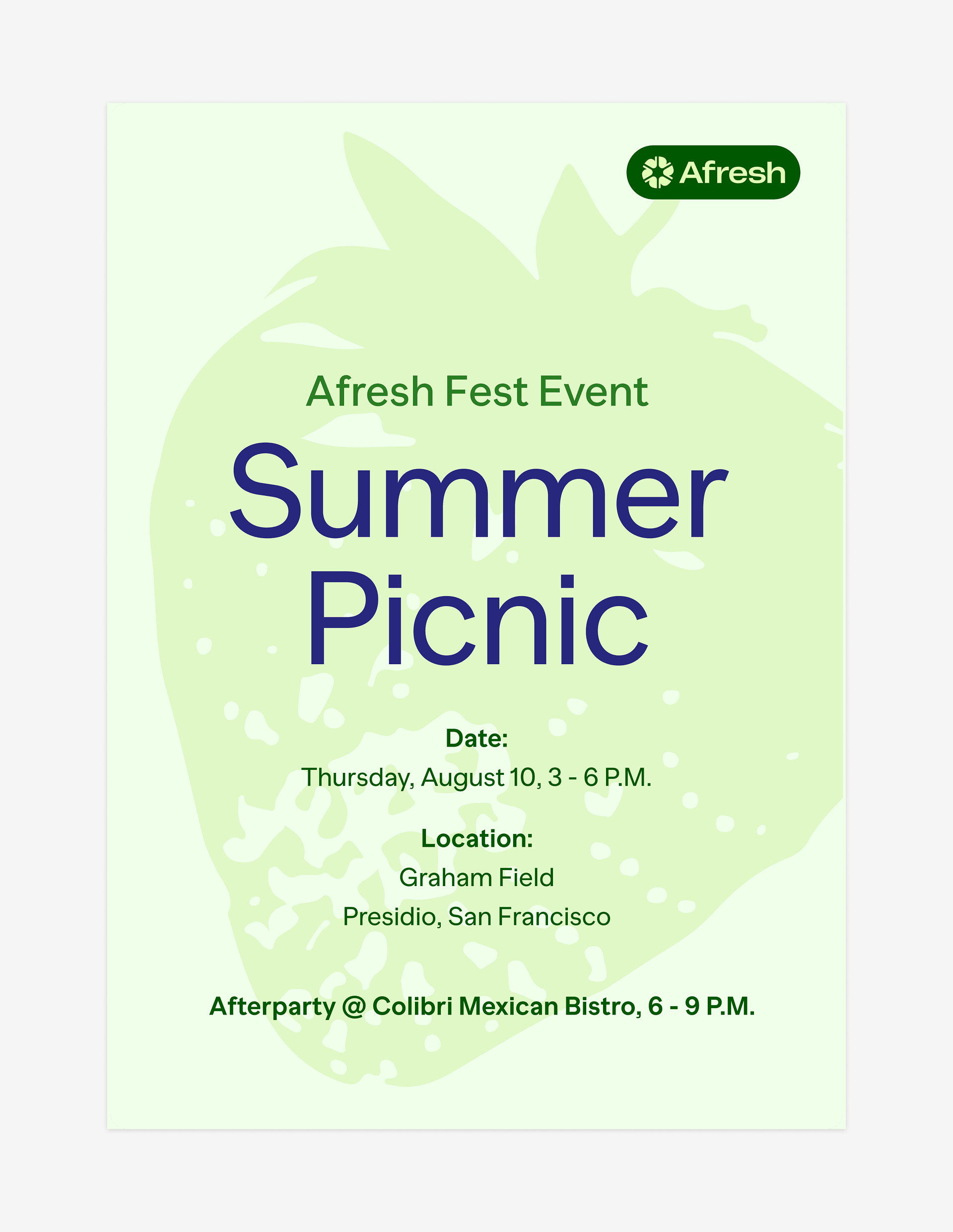 Afresh Fest Summer Picnic flier