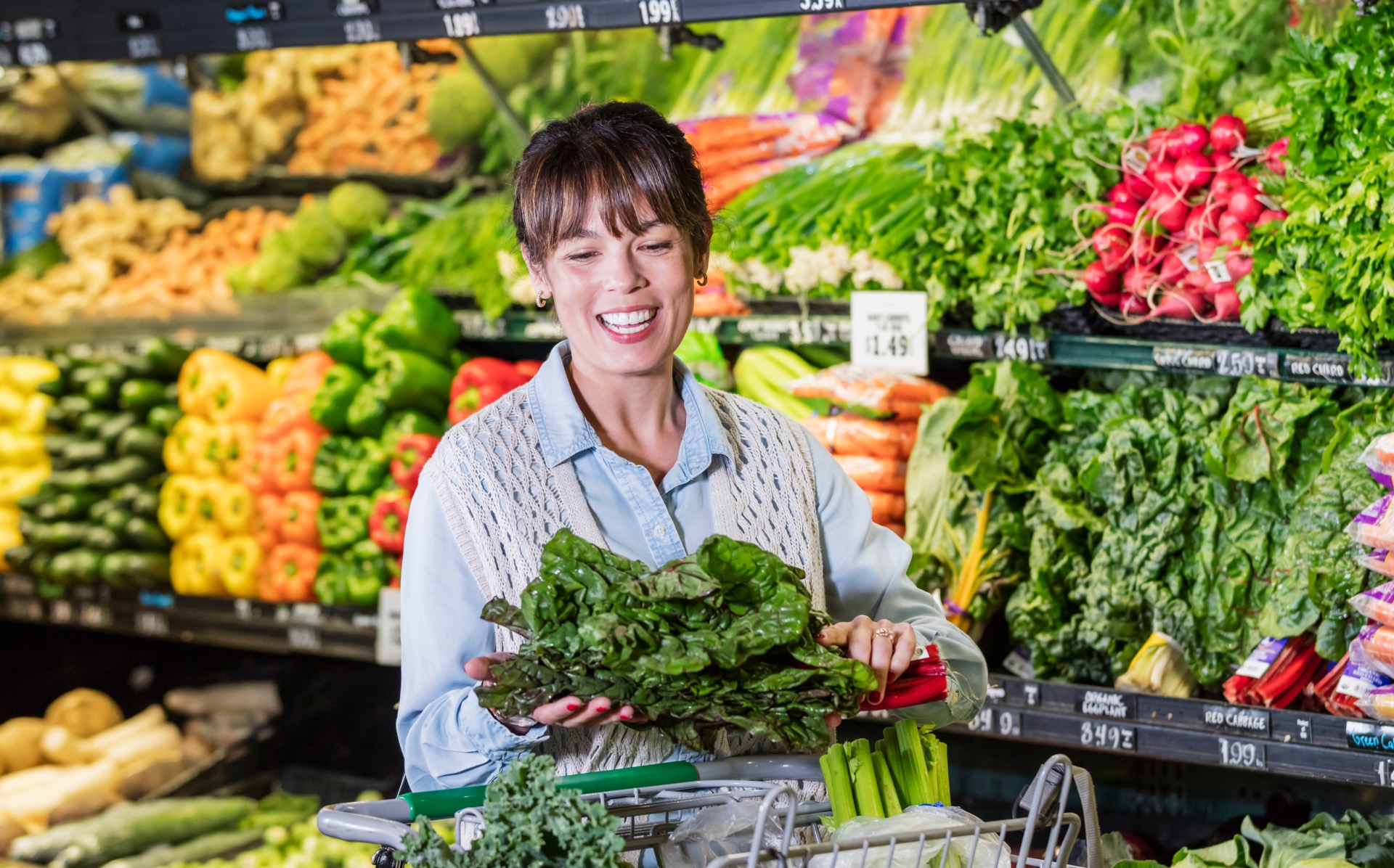 Shopper in the produce aisle