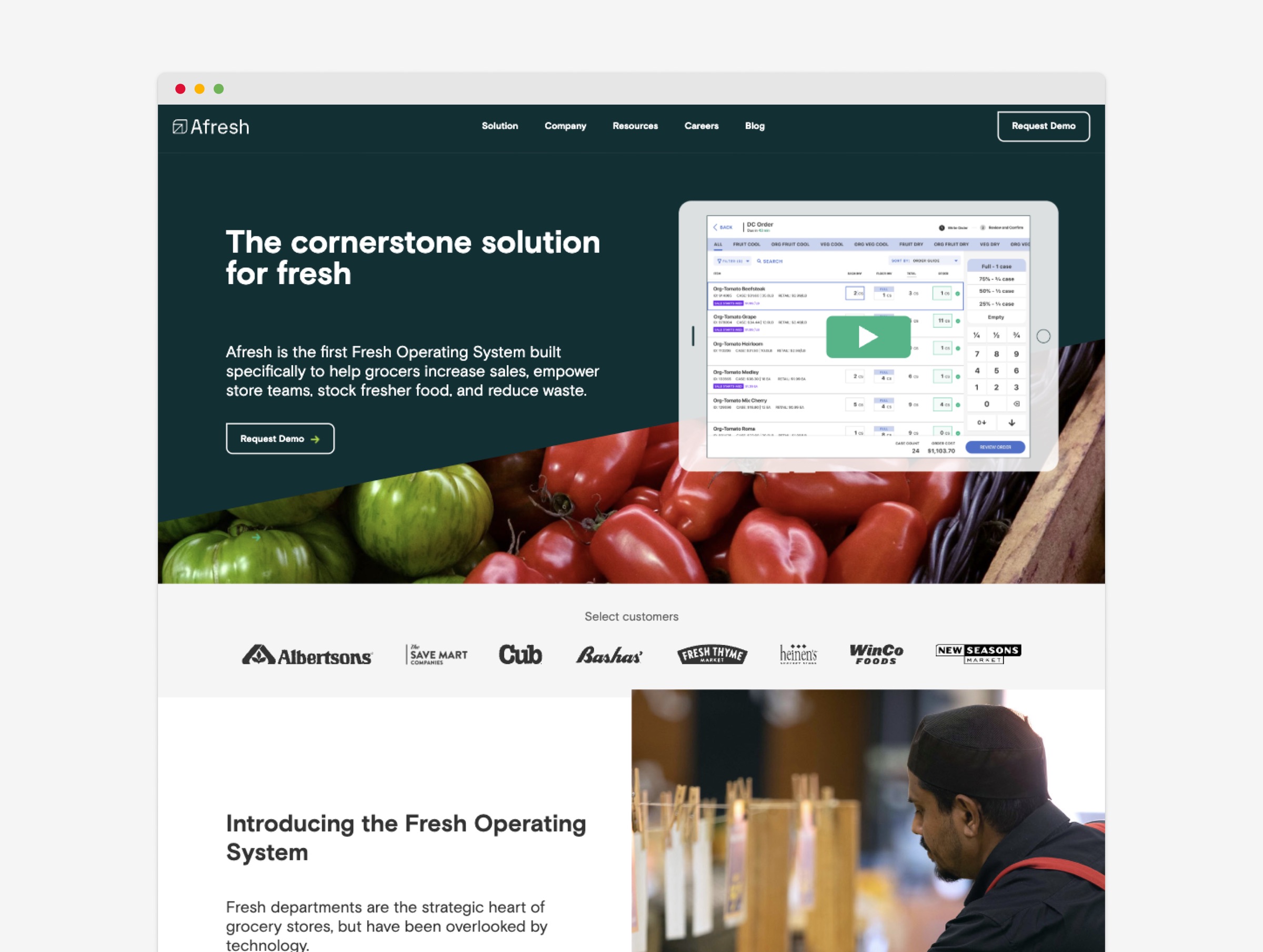 Afresh website before the brand refresh
